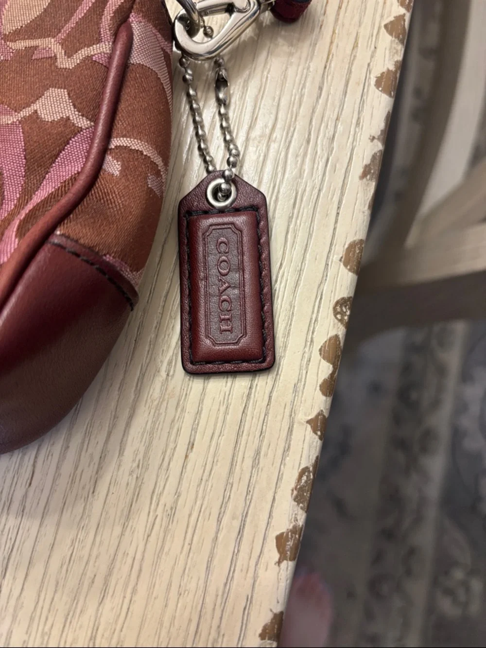 Coach Monogram purse in Burgundy and Pink - Picture 2 of 9